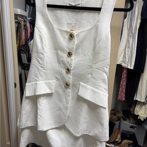 Amanda Uprichard White Dress with Gold Accents